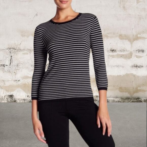 Philosophy NWT Women's Crewneck Zip Back Navy/White Striped Top-Small - Picture 1 of 8